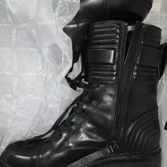 DKNY Black Basia Combat Boots - Picture 1 of 3